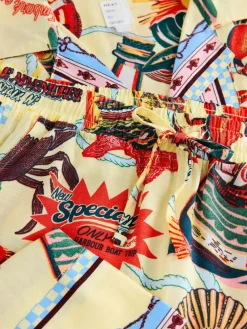 Next Yellow Viscose/Linen Blend Button Through Pyjamas^Women Pyjamas|All Night & Lounge