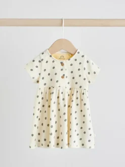 Online Next Baby Short Sleeve Dress 2 Pack (0mths-3yrs) Yellow/Cream Spot/Stripe