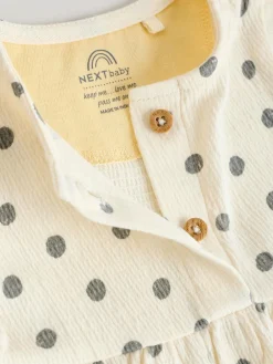 Online Next Baby Short Sleeve Dress 2 Pack (0mths-3yrs) Yellow/Cream Spot/Stripe
