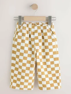 Next Yellow/White Checkerboard Printed Pull On Wide Trousers (3mths-7yrs)^BOY Pants & Leggings|Baby Boys