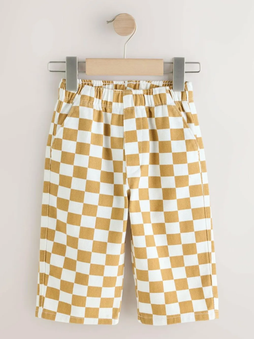 Next Yellow/White Checkerboard Printed Pull On Wide Trousers (3mths-7yrs)^BOY Pants & Leggings|Baby Boys