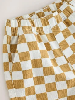 Next Yellow/White Checkerboard Printed Pull On Wide Trousers (3mths-7yrs)^BOY Pants & Leggings|Baby Boys