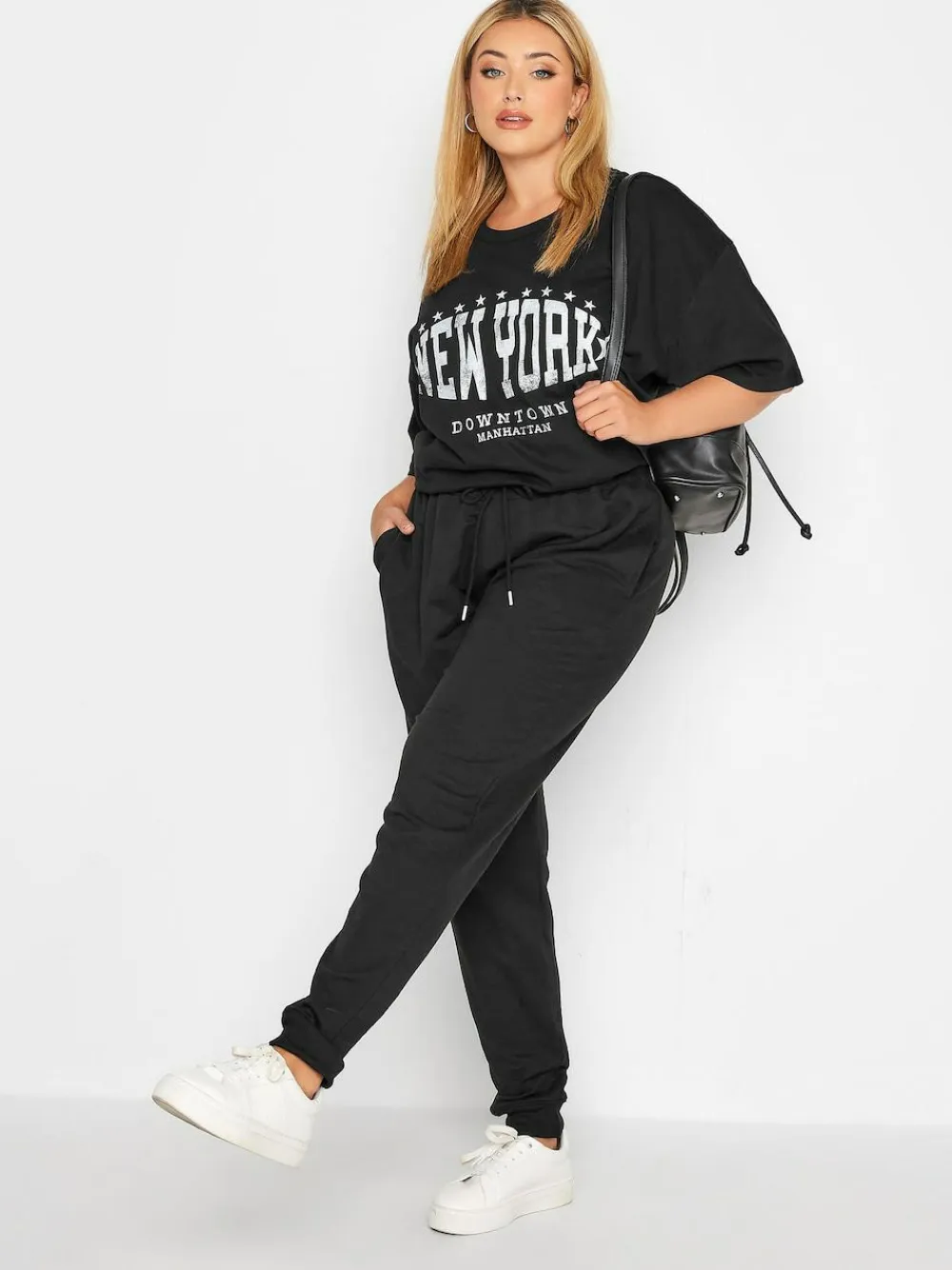 Yours Curve Black Basic Cuffed Joggers^Women Leggings & Sweatpants