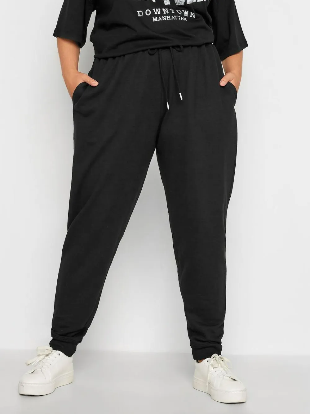 Yours Curve Black Basic Cuffed Joggers^Women Leggings & Sweatpants