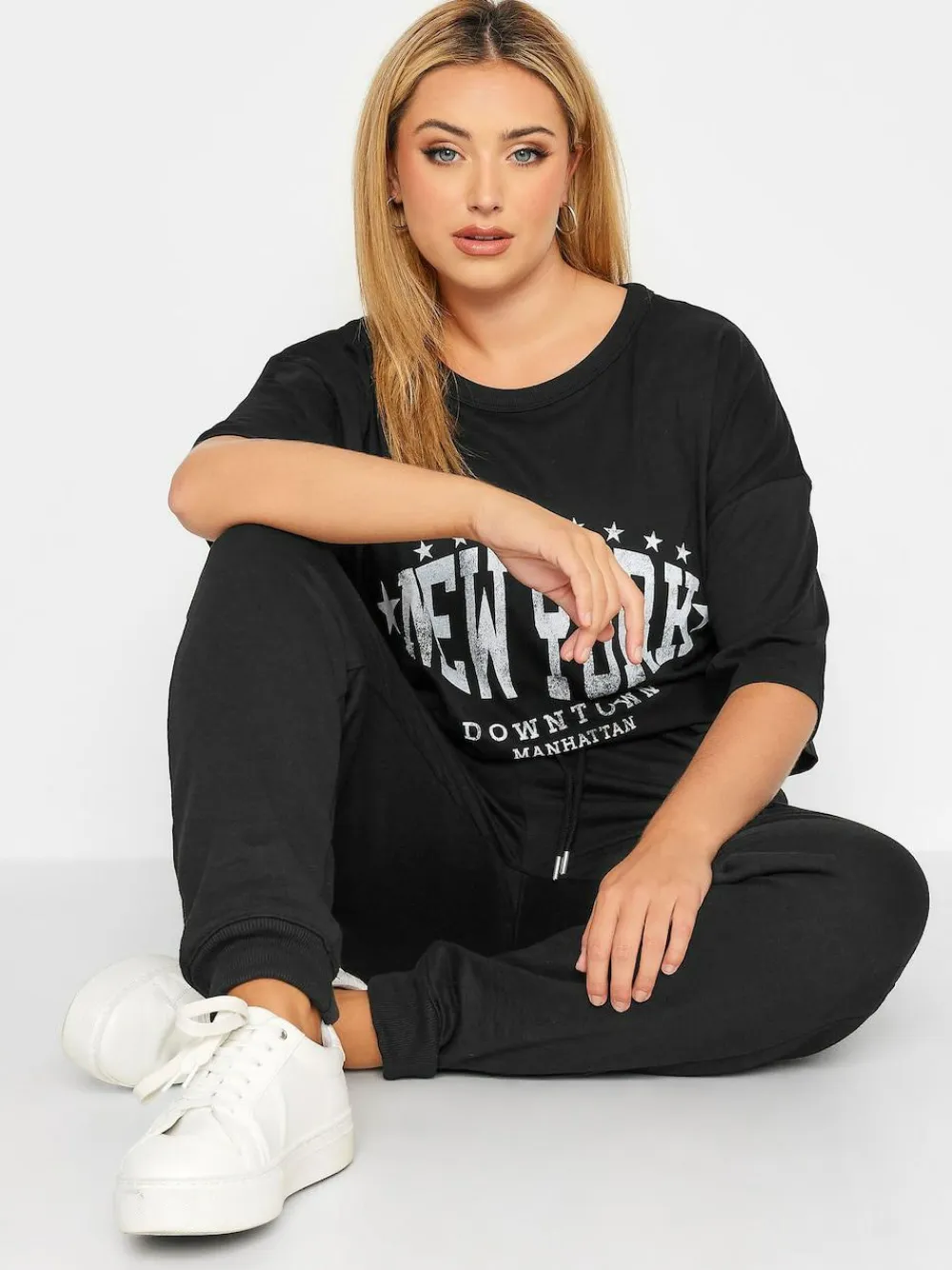 Yours Curve Black Basic Cuffed Joggers^Women Leggings & Sweatpants