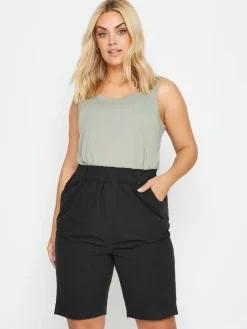 Yours Curve Cool 100% Cotton Shorts Black