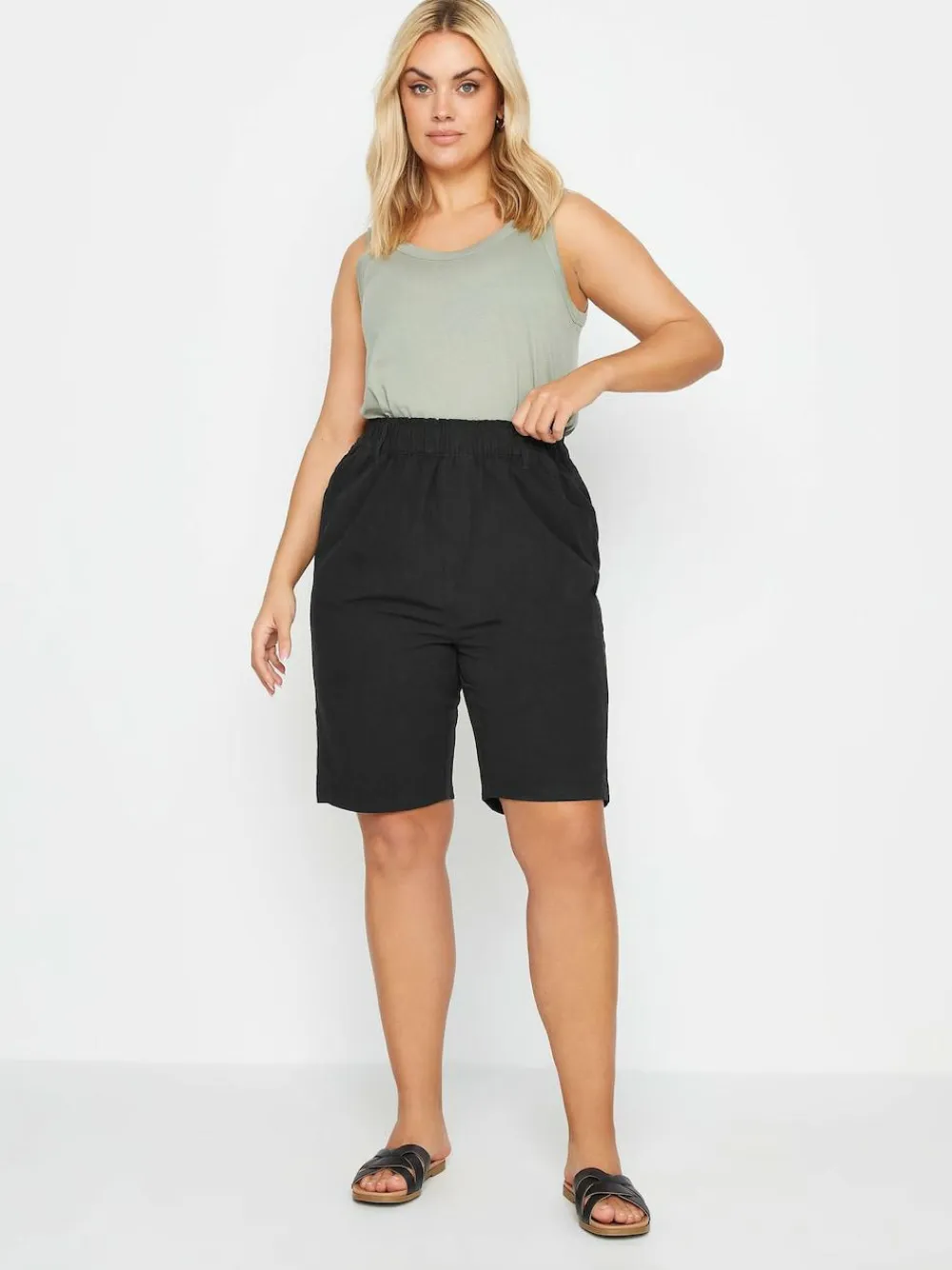 Yours Curve Cool 100% Cotton Shorts Black