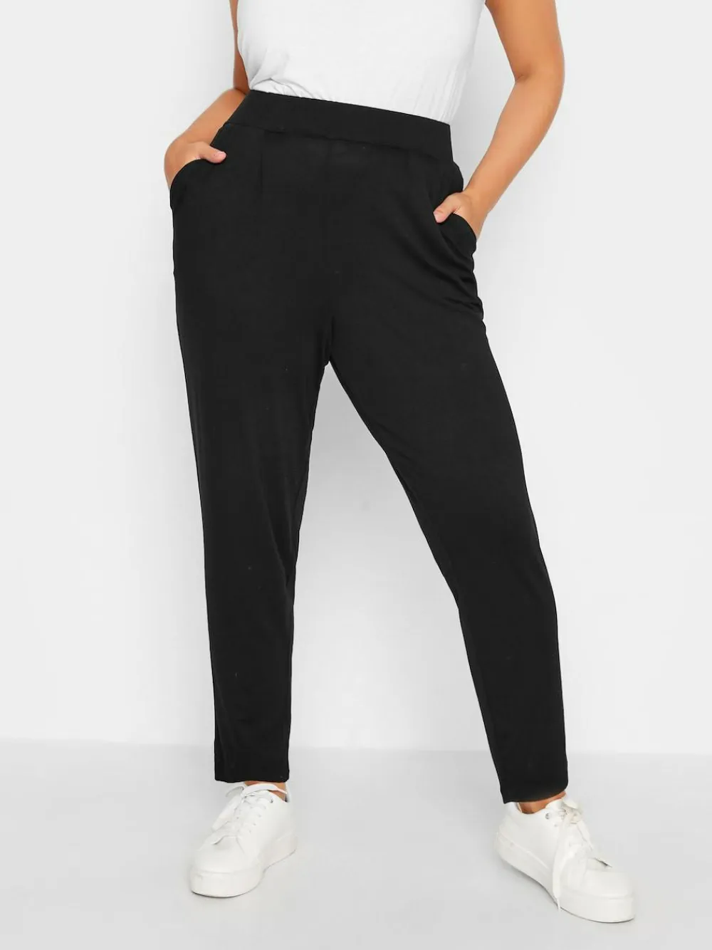Hot Yours Curve Double Pleat Stretch Jersey Joggers Black