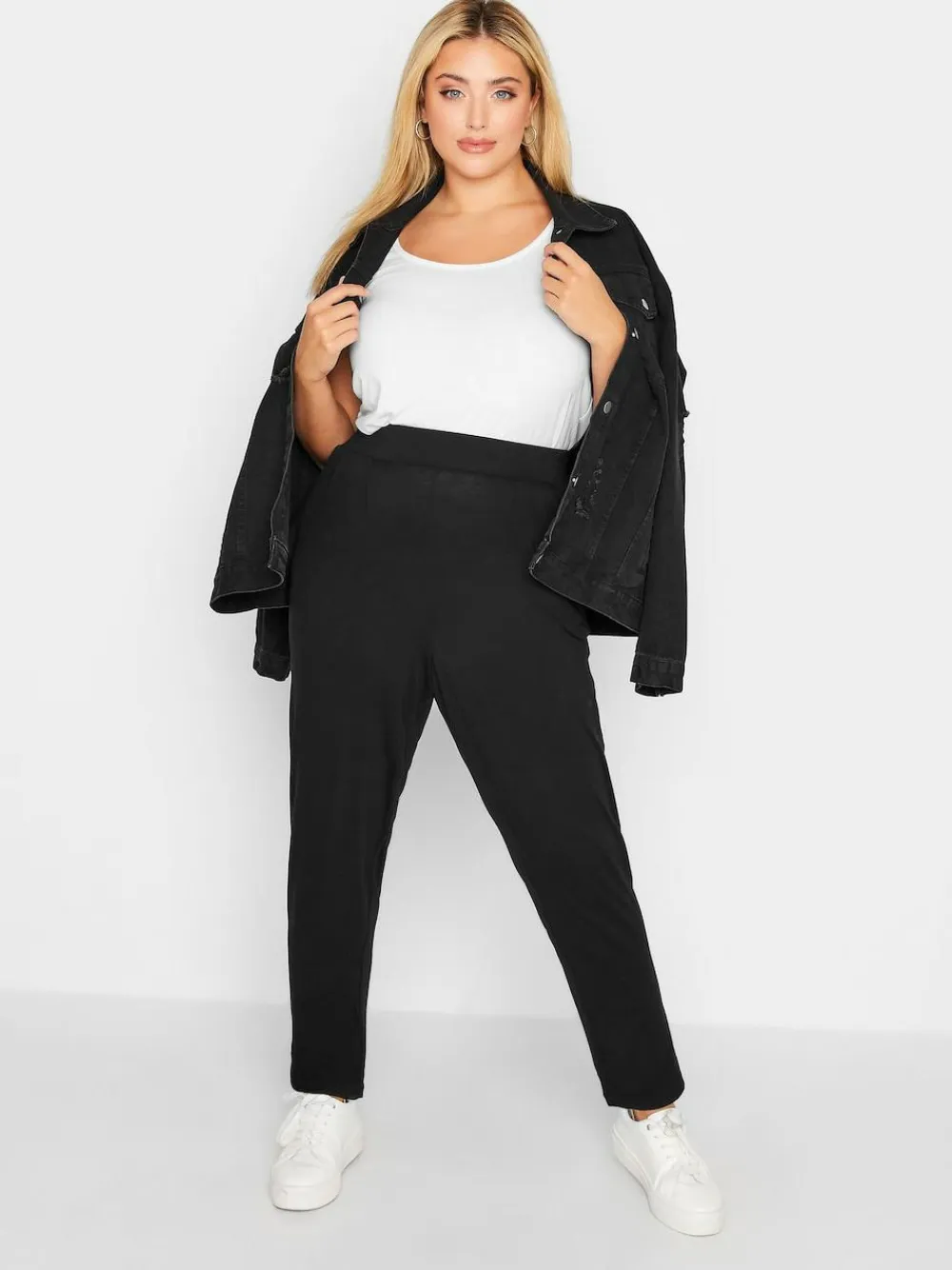 Hot Yours Curve Double Pleat Stretch Jersey Joggers Black