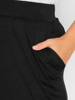 Hot Yours Curve Double Pleat Stretch Jersey Joggers Black