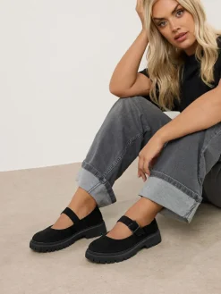 Outlet Yours Curve Black Extra Wide Fit Wide Fit Chunky Mary Jane Shoes