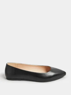 Yours Curve Black Extra Wide Fit Flat Point PU Shoes^Women Flats
