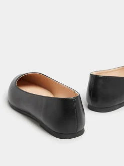 Yours Curve Black Extra Wide Fit Flat Point PU Shoes^Women Flats
