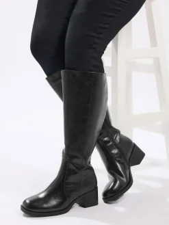 Yours Curve Extra-Wide Fit Square Toe Knee Block Boots^Women Boots & Wellies|Boots