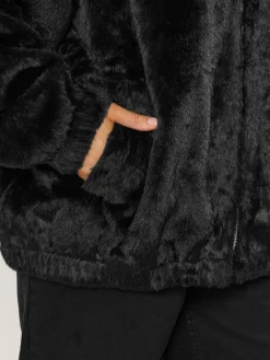 Yours Curve Faux Fur Zip Thru Hooded Fleece^Women Hoodies & Sweatshirts