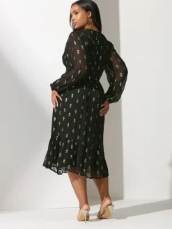 Yours Curve Black London Sequin Boho Smock Dress^Women Midi Dresses|Occasion Dresses