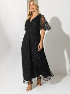 Yours Curve Black London Sequin Celestial Wrap Maxi Dress^Women Maxi Dresses