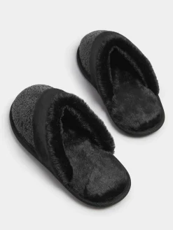 New Yours Curve Black Sequin Slippers