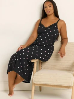 Clearance Yours Curve Soft Touch Midaxi Chemise Black