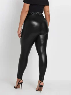 Yours Curve Black Stretch Coated Leggings^Women Leggings & Sweatpants