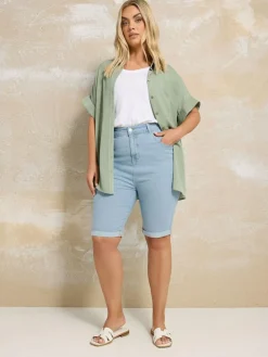 Yours Curve Blue Basic Denim Shorts^Women Shorts