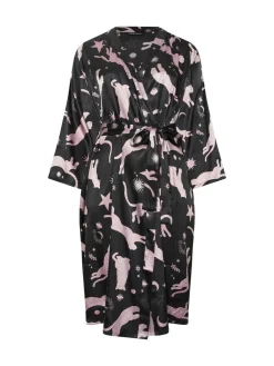 Outlet Yours Curve Satin Robe Blue