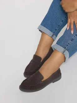 Best Yours Curve Extra Wide Fit Extra Wide Fit Ruched Loafers Brown