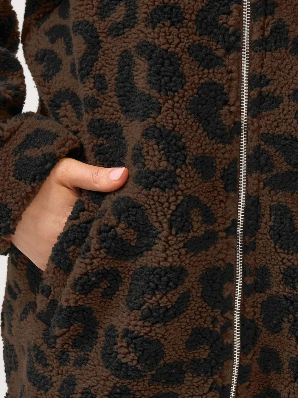 Clearance Yours Curve Brown Heavy Borg Zip Thru Fleece