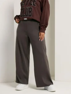 Online Yours Curve Wide Leg Leggings Brown