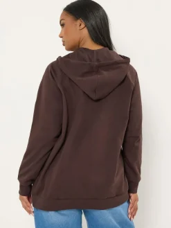 Yours Curve Brown Zip Thru Hoodie^Women Hoodies & Sweatshirts