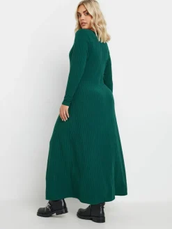 New Yours Curve Green Ribbed Maxi Dress