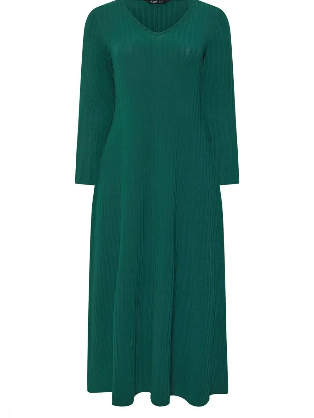 New Yours Curve Green Ribbed Maxi Dress