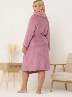 Outlet Yours Curve Pink Fluffy Shawl Collar Robe
