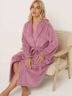 Outlet Yours Curve Pink Fluffy Shawl Collar Robe