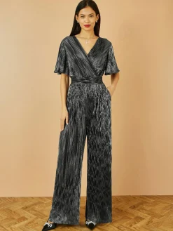 Yumi Black Pleated Jumpsuit With V-Neck