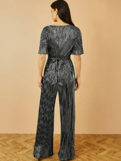 Yumi Black Pleated Jumpsuit With V-Neck