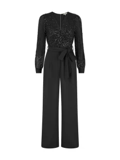 Yumi Black Sequin Jumpsuit With Long Sleeves^Women Jumpsuits & Playsuits