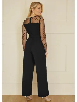 Yumi Black Spot Mesh Stretch Jumpsuit^Women Jumpsuits & Playsuits