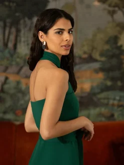 Hot Yumi Green Cross Over Halter Neck Jumpsuit