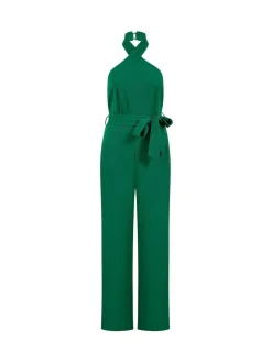 Hot Yumi Green Cross Over Halter Neck Jumpsuit