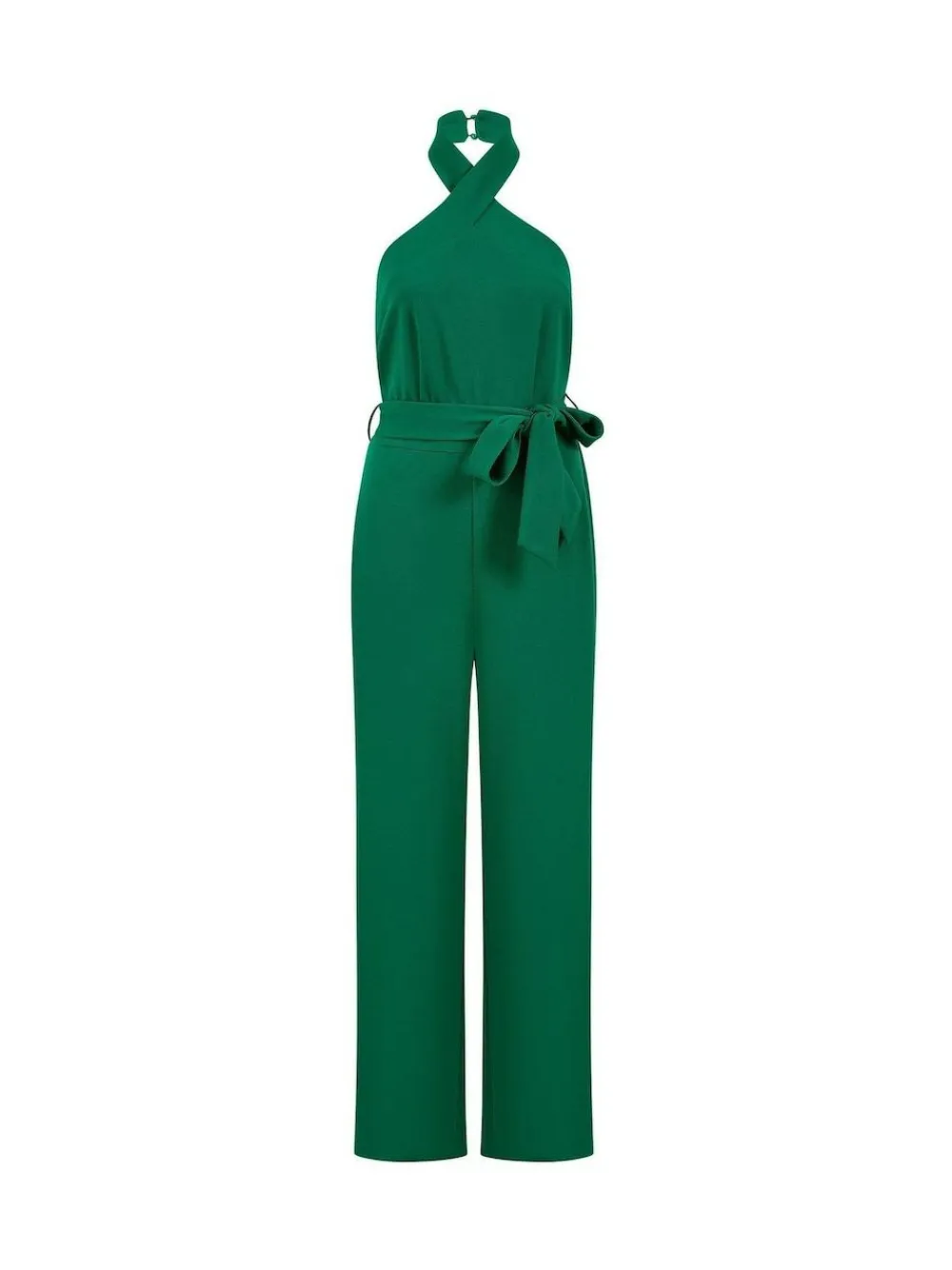 Hot Yumi Green Cross Over Halter Neck Jumpsuit