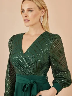 Yumi Green Sequin Wrap Over Jumpsuit^Women Jumpsuits & Playsuits