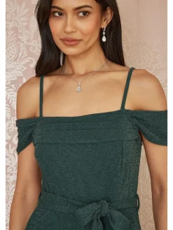 Yumi Green Sparkle Stretch Bardot Jumpsuit^Women Jumpsuits & Playsuits