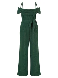 Yumi Green Sparkle Stretch Bardot Jumpsuit^Women Jumpsuits & Playsuits
