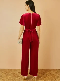 Hot Yumi Jumpsuit With Angel Sleeves Red
