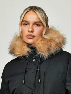 Discount Zavetti Canada Womens Goshawa Puffer Parka Jacket Jet Black