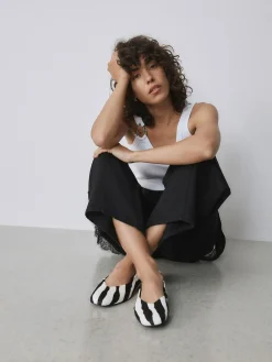 Hot Next Zebra Forever Comfort® Leather Squoval Toe Ballet Flats