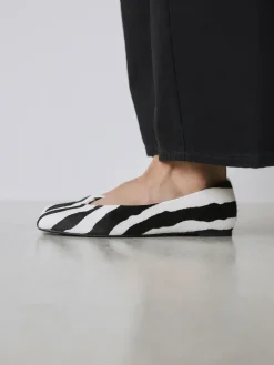 Hot Next Zebra Forever Comfort® Leather Squoval Toe Ballet Flats