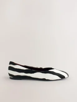 Hot Next Zebra Forever Comfort® Leather Squoval Toe Ballet Flats