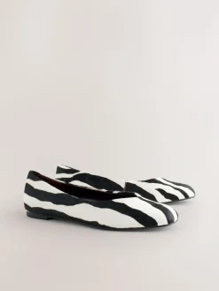 Hot Next Zebra Forever Comfort® Leather Squoval Toe Ballet Flats